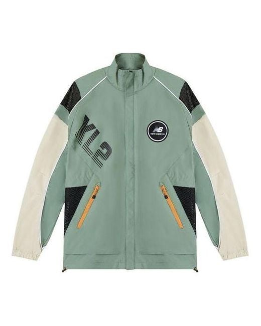 New Balance Green Logo Printing Contrasting Colors Athleisure Casual Sports Jacket for men