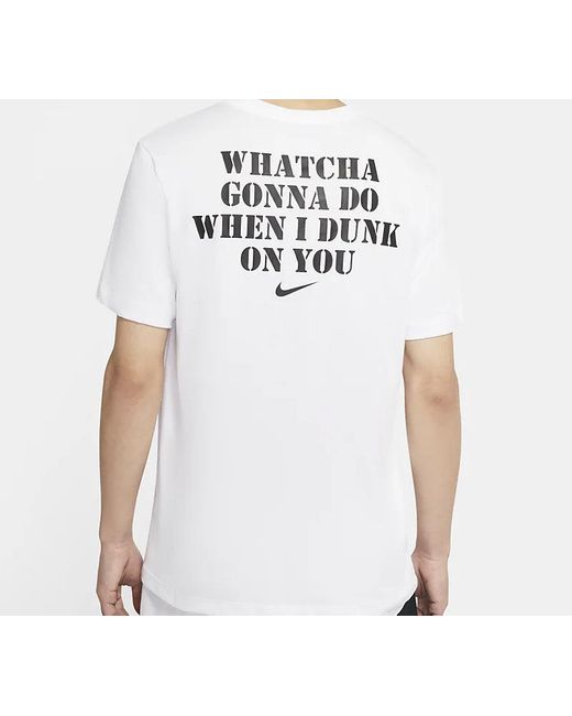 Nike White Dri-Fit Dunk On U Basketball Printing Short Sleeve for men