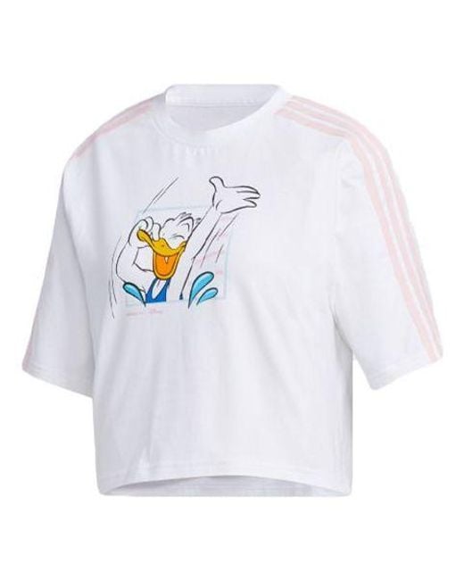 Adidas Blue (Wmns) Neo Donald Duck Sports Short Sleeve