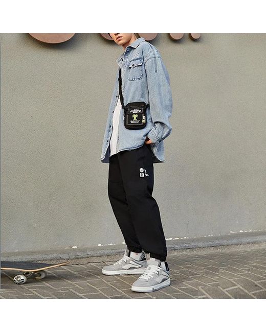 Li-ning Blue Skateboard Series Logo Embroidered Loose Washed Denim Shirt 'Light' for men