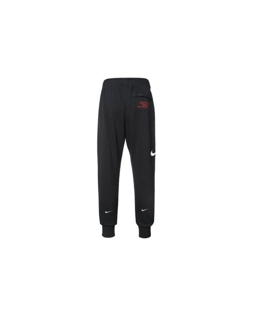 Nike Black Swoosh Embroidered Double- Hook Casual Sports Pants for men