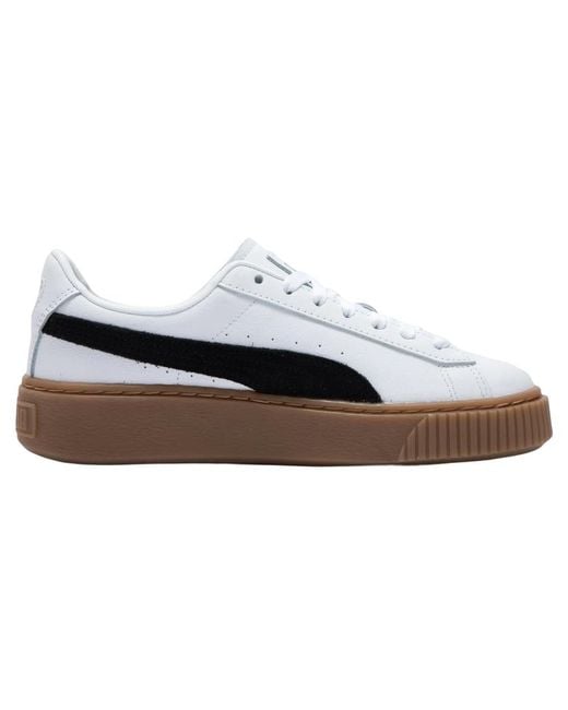 PUMA White (Wmns) Basket Platform L