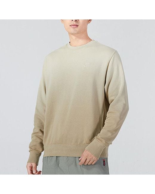 Nike Gray Gradient Loose Round Neck Pullover Long Sleeves Autumn Khaki for men