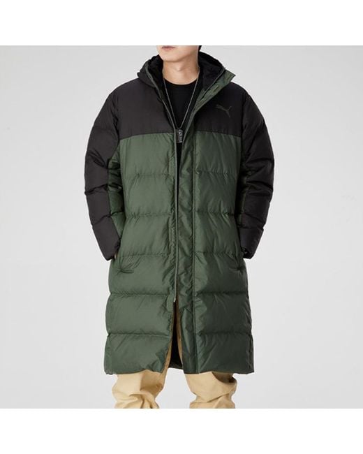 PUMA Green Long Oversized Down Jacket for men