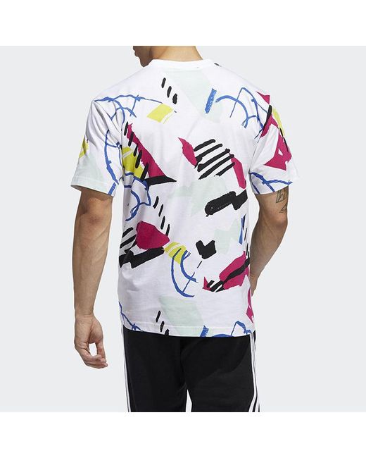 Adidas Blue Originals Cozy Sports Printing Round Neck Short Sleeve for men