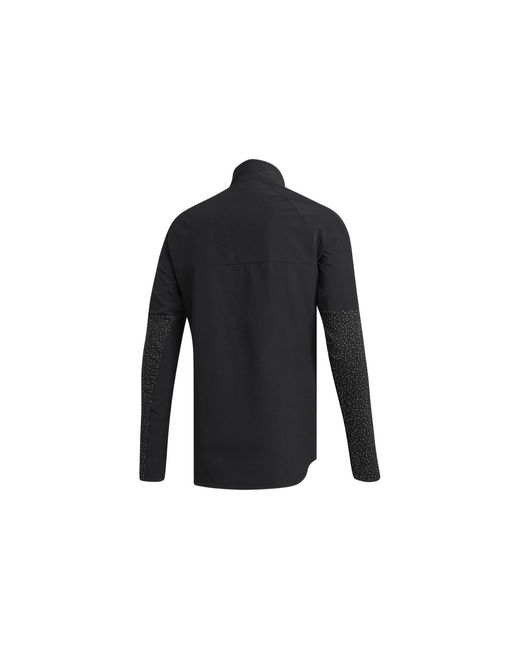 Adidas Black Solid Color Polka Dots Logo Zipper Stand Collar Jacket for men