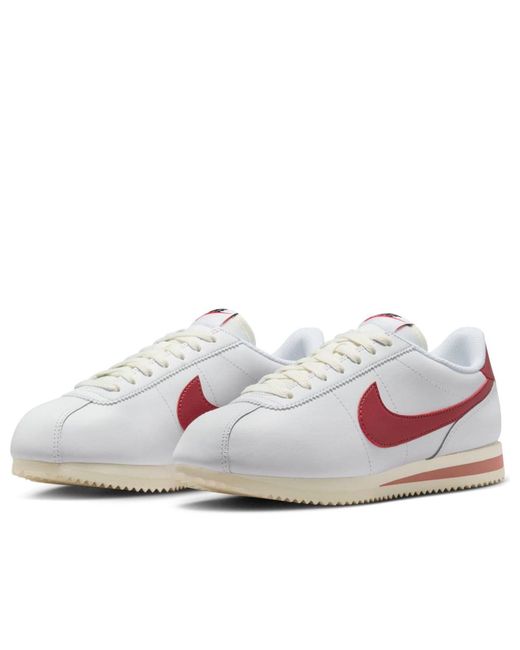 Nike Cortez Womens Casual Trainers In White Red - 6 Uk