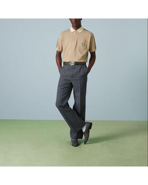 Gucci Natural Stretch Cotton Piquet Polo Shirt for men