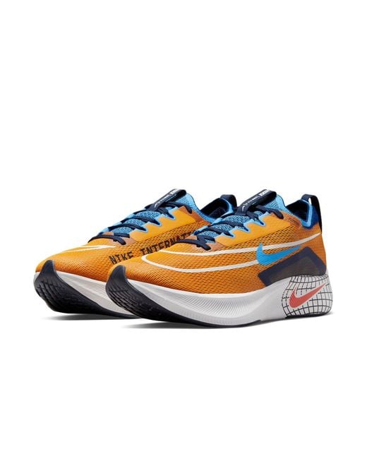 Nike Blue Zoom Fly 4 Premium Road Running Shoes In Orange, for men