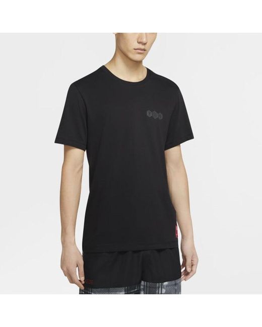 Nike Black Dri-Fit Kyrie Logo Print Basketball Crew-Neck Short Sleeve for men