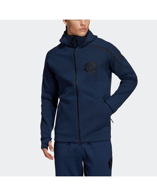 Adidas Blue Basketball Sports Hooded Jacket for men