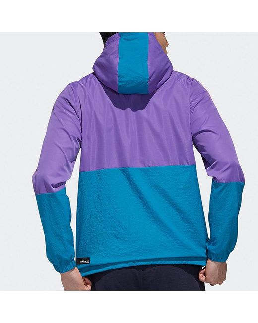 Adidas Blue Neo M Ss Cs Wb Zipper Cardigan Windproof Colorblock Sports Hooded Jacket for men
