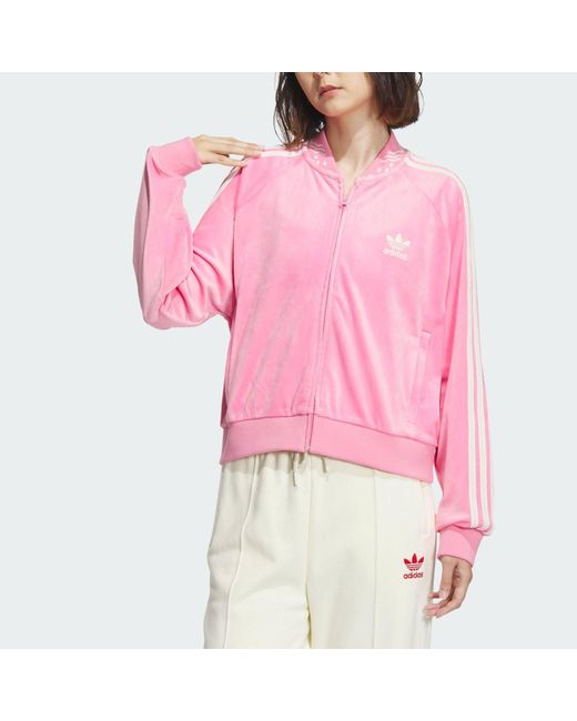 Adidas Pink (Wmns) Originals Velour Sst Track Suit Track Top Asia Sizing