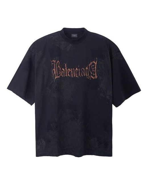 Balenciaga Blue Heavy Metal T-Shirt Large Fit Faded'