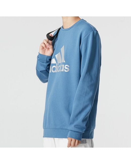Adidas Blue Mh Crew Swt Athleisure Casual Sports Logo Round Neck Autumn Sky for men