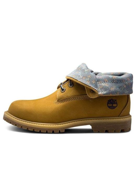 Timberland Brown Authentic Waterproof Roll-top Floral Print Boots