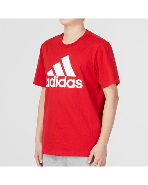 Adidas Red Bl Sj Esstential Tee for men