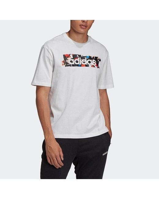 Adidas White X Disney Alphabet Pattern Printing Sport Round Neckshort Sleeve for men