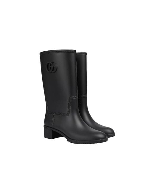 Gucci Black Rubber Rain Boots