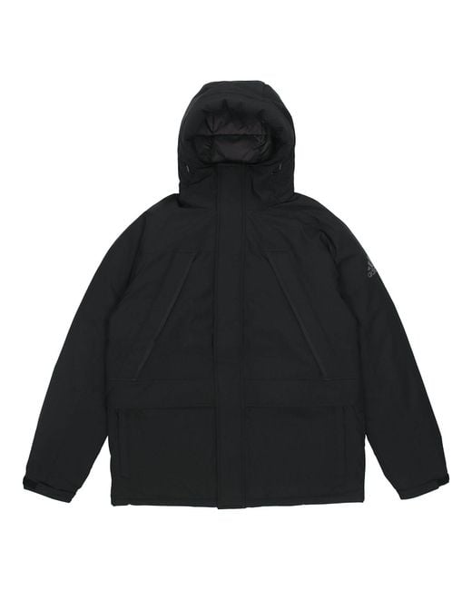 Adidas Black Stay Warm Outdoor Sports Zipper Hooded Down Jacket for men