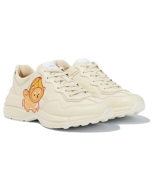 Gucci Blue (Wmns) Kawaii Rhyton Leather Sneakers 'Cream'