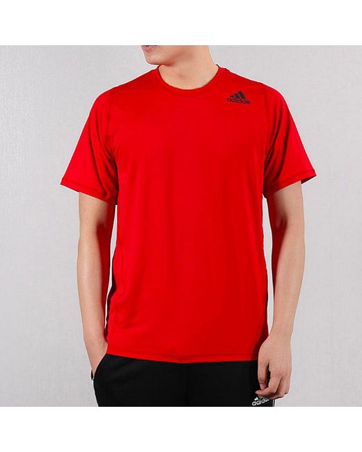 Adidas Red Training Sports Round Neck Pullover Short Sleeve for men