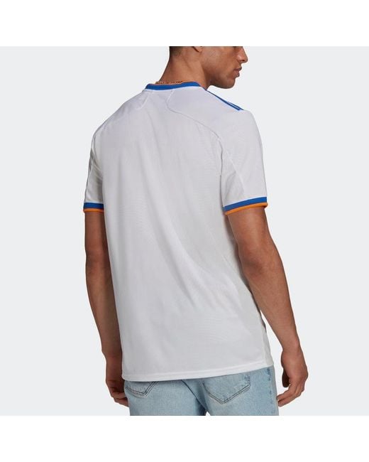 Adidas Blue Real Madrid 21-22 Season Sw Fan Edition Home Alphabet Logo Stripe Sports Short Sleeve Soccer/Football Jersey for men