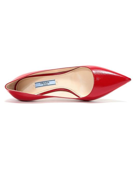 Prada Red (Wmns) Pointed Saffiano Leather Heels