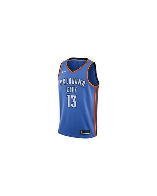 Nike Blue Nba Basketball Jersey Sw Fan Edition Oklahoma City Thunder Paul George No. 13 for men