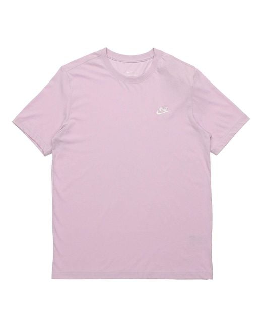 Nike Purple Sportswear Club Embroidered Small Round Neck Short Sleeve for men