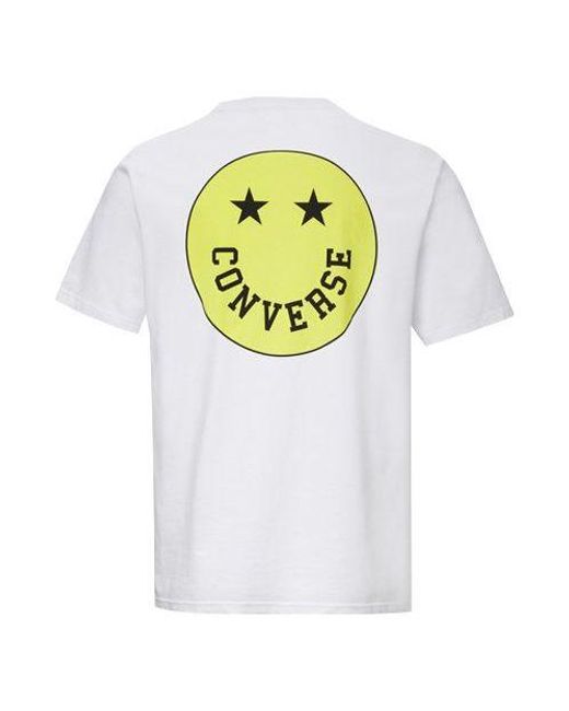 Converse White Smiling Face Pattern Sports Short Sleeve for men