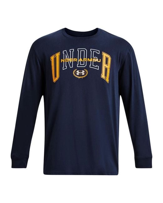 Under Armour Blue Crest Heavyweight Long Sleeve T-Shirt 'Midnight' for men