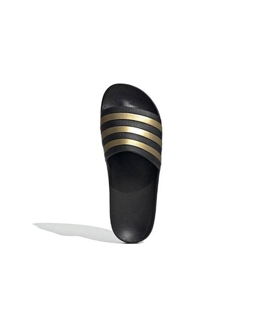 Adidas Black Adilette Aqua Slides Metallic' for men