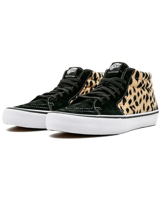 Vans Black Supreme X Sk8-Mid Pro 'Cheetah Velvet' for men