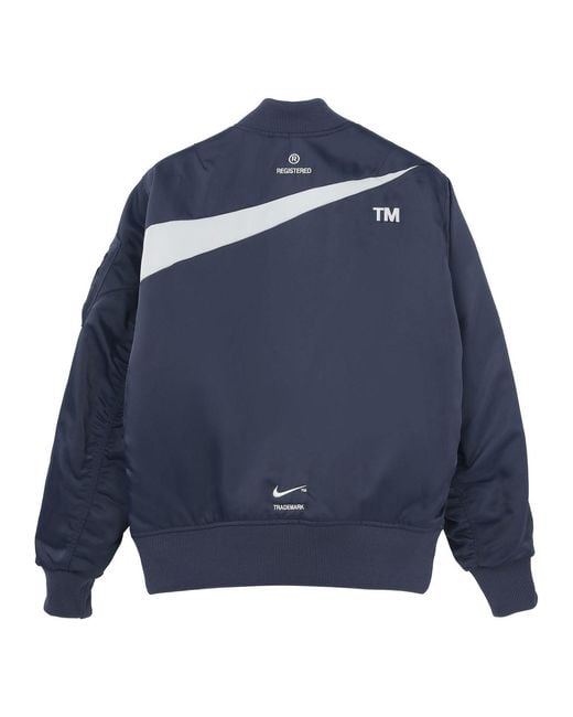 Nike Blue Sportswear Swoosh Therma-Fit Contrasting Colors Large Logo Reversible Loose Aviator Padded Jacket for men