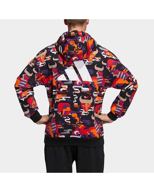 Adidas Red Cny Gfx Hs Aop New Year's Edition Printing Pattern Sports for men