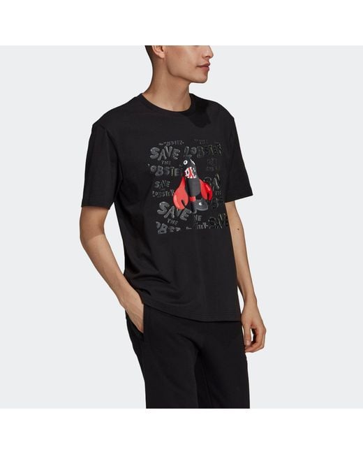 Adidas Black Originals Artist Tee Ss Dragon Printing Round Neck Pullover Sports Short Sleeve for men