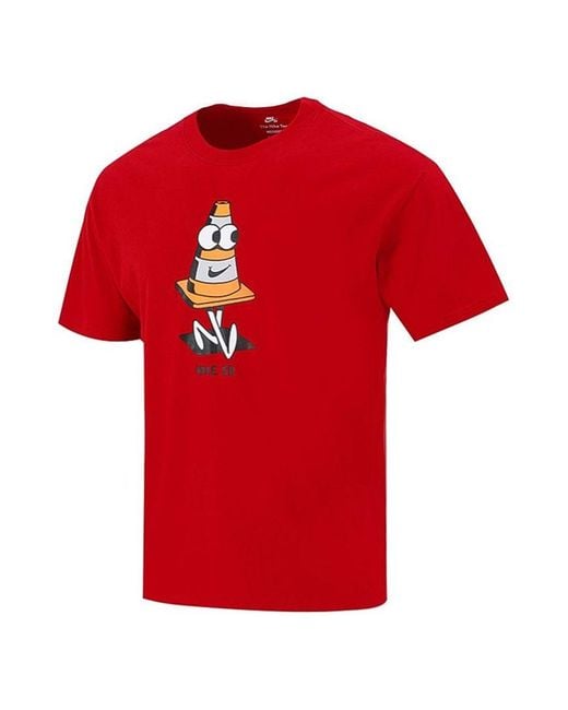 Nike Red Sb Skateboard Funny Printing Sports Round Neck Short Sleeve for men
