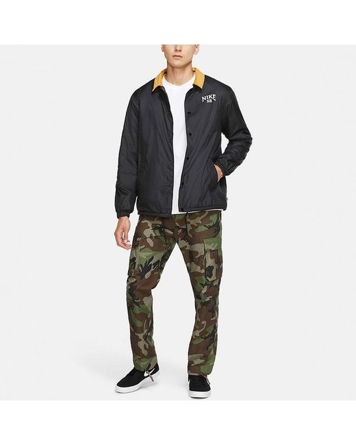 Nike Black Sb Logo Printing Fleece Lined Stay Warm Corduroy Colorblock Skateboard Jacket for men