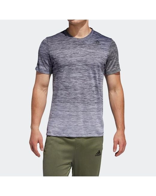 Adidas Gray Gradient Tee Training Sports Round Neck Pullover Short Sleeve Metallic for men