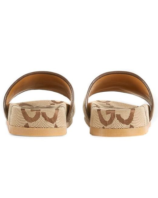 Gucci Natural Gg Canvas Slide Sandal 'Camel Monogram' for men