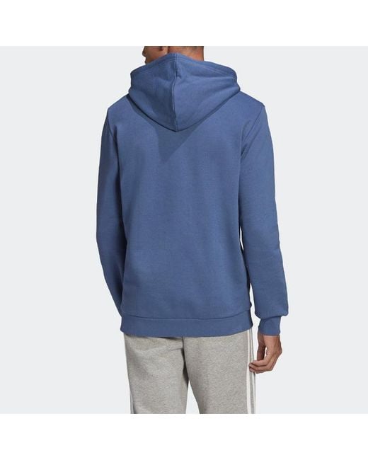 Adidas Blue Originals Printing Logo Hooded Long Sleeves Pullover for men