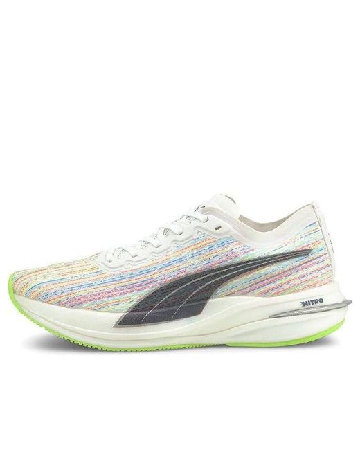 PUMA White Deviate Nitro Spectra Running Trainers