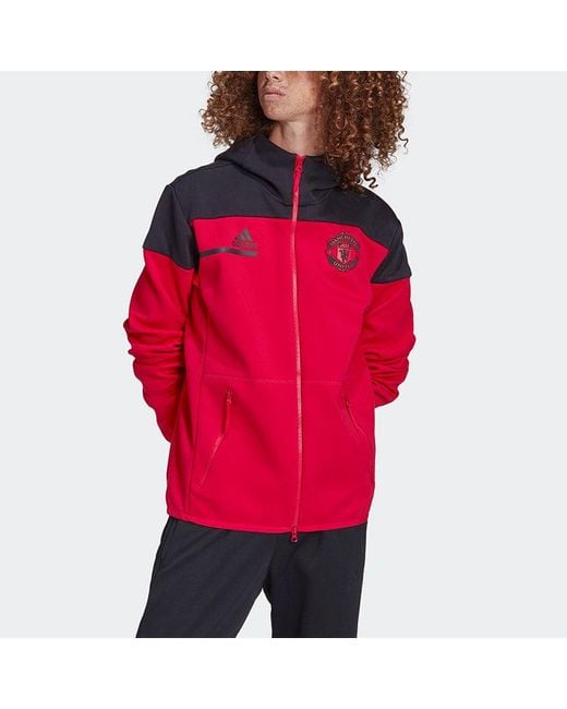 Adidas Red Manchester United 20-21 Season Soccer/Football Sports Jacket for men