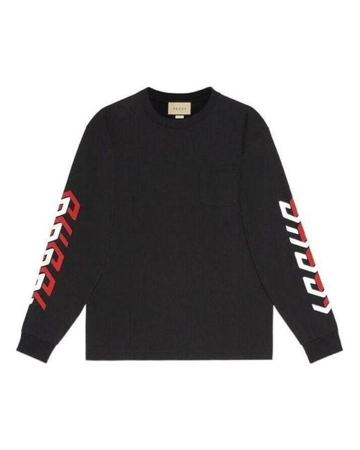 Gucci Black Cotton T-Shirt With Mirror Print for men