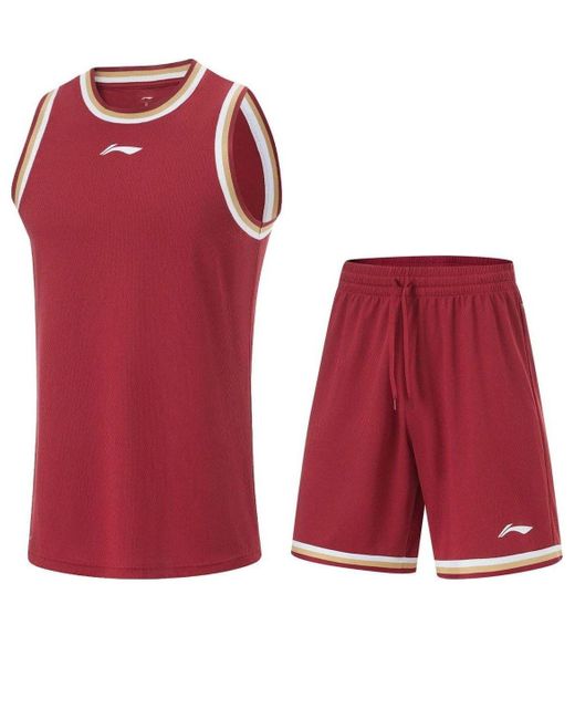 Li-ning Red Basketball Competition Suits for men