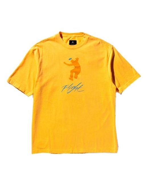 Nike X Union Crossover Solid Color Character Alphabet Printing Round Neck Short Sleeve Asia Edition Yellow for men
