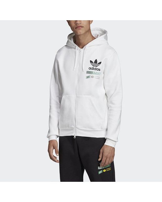 Adidas White Originals Bodega Fzhood Logo Printing Sports Hooded Jacket for men