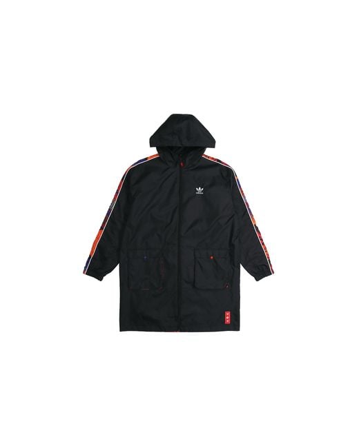 Adidas Red Originals Cny Parka Casual Hooded Sports Reversible Mid-Length Trench Coat Jacket for men