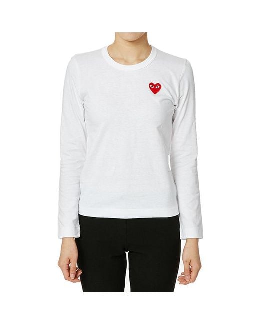 COMME DES GARÇONS PLAY White (Wmns) Small Logo Long Sleeves Tee